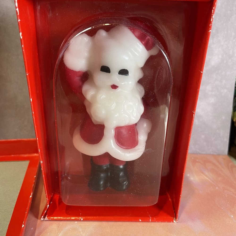 Vintage Vermont Country Store Santa Christmas Ornate Candle 5” NIB